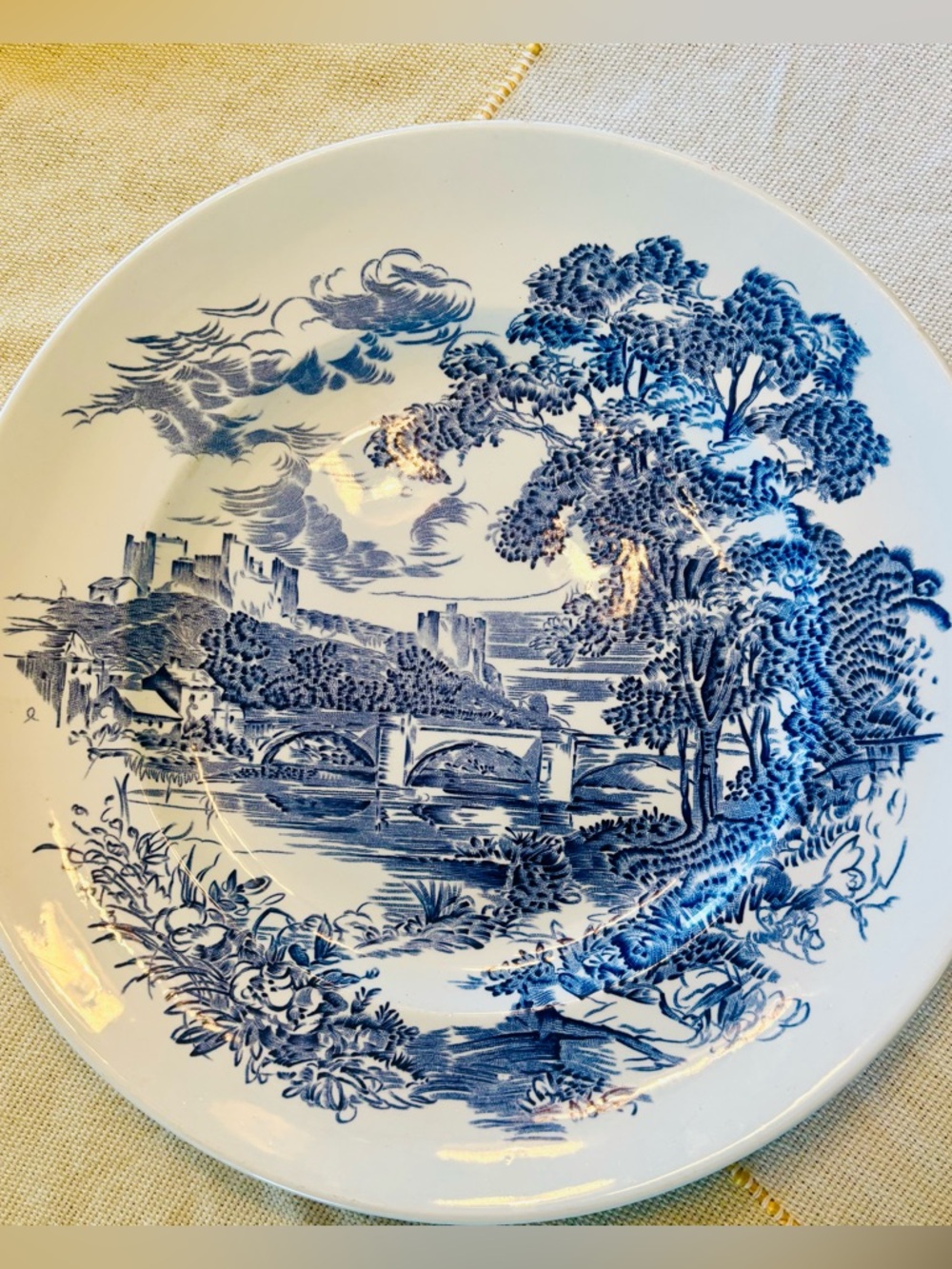 Vintage Enoch Wedgwood Tunstall "Countryside" Blue & White Plate Made in England